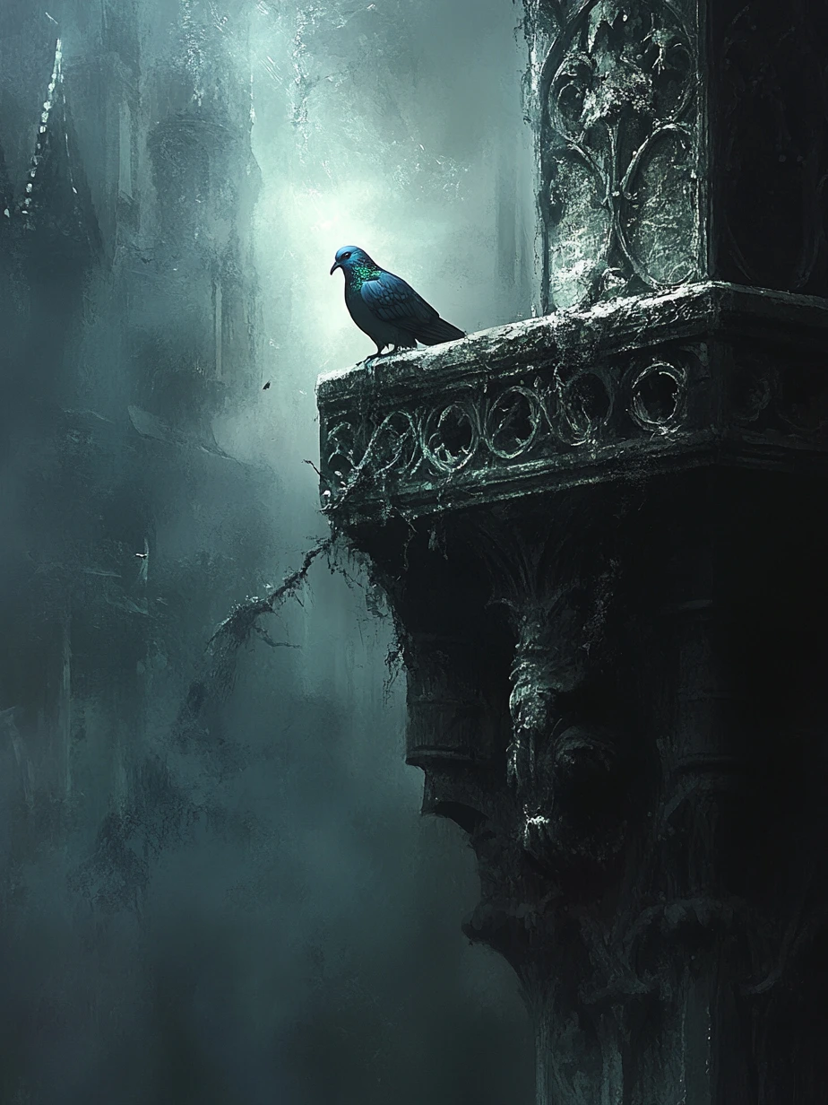 Gothic style, mysterious and ornate, with dramatic