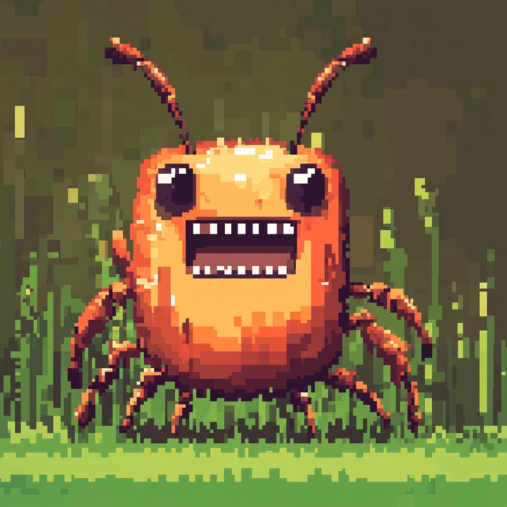 Pixel Art style, blocky and low-resolution, a happ