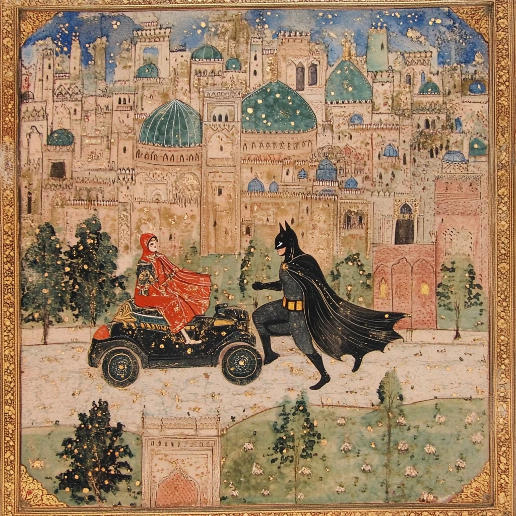 Ottoman Miniature style, intricate patterns and fl